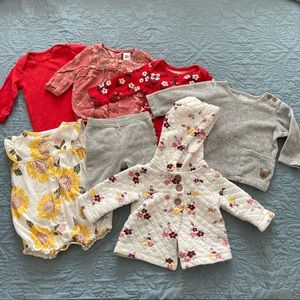 Bundle lot of seven size 3 months girls clothes long sleeve short sleeve jacket